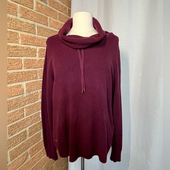 Lauren RL maroon waffle knit cowl neck sweater - XL - Picture 7 of 10
